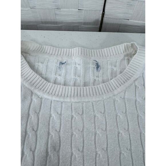 White Cable Knit Sweater, No Brand Tag, Size XL, Washed & Air Dried,Quiet Luxury - Picture 4 of 11